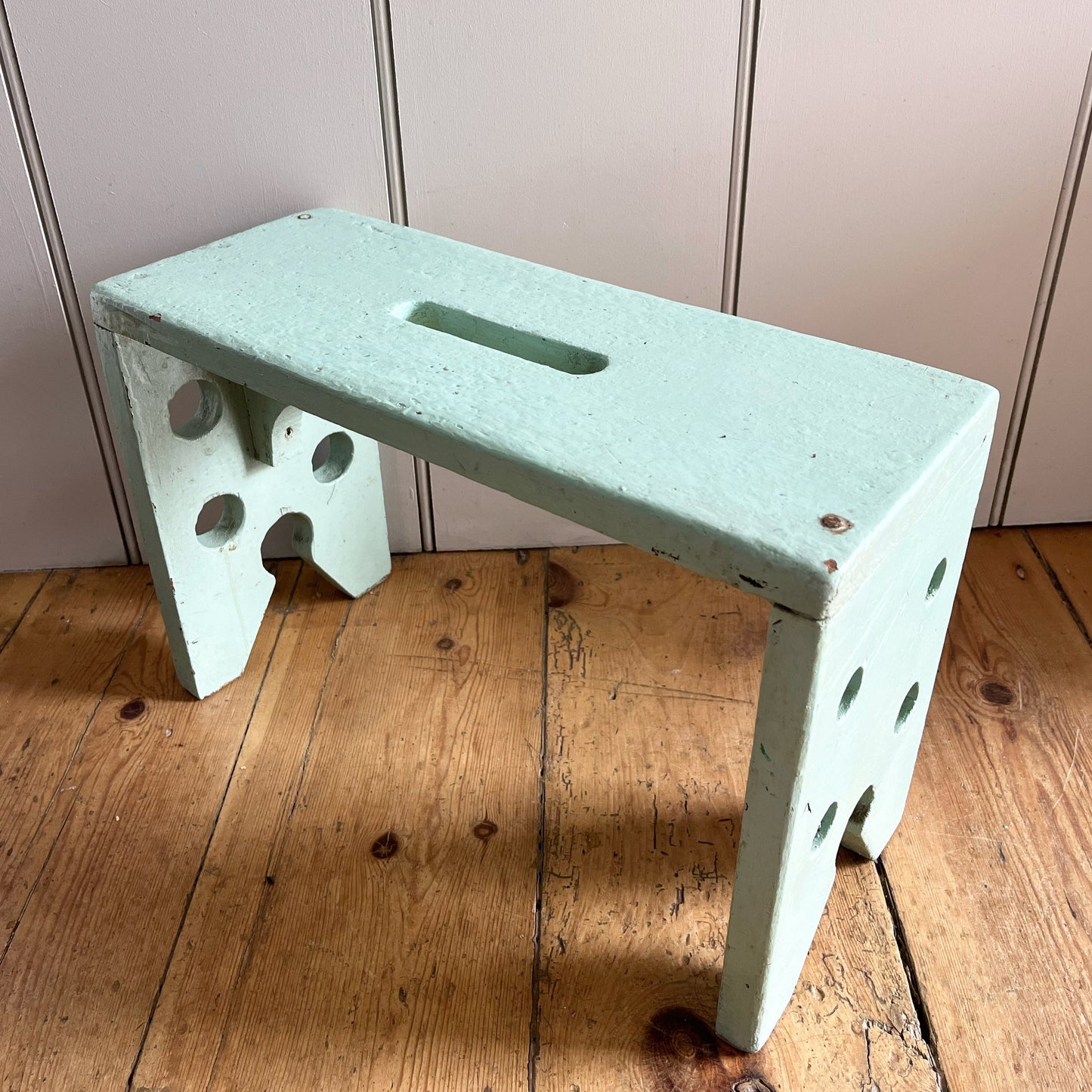 Mint green wooden stool