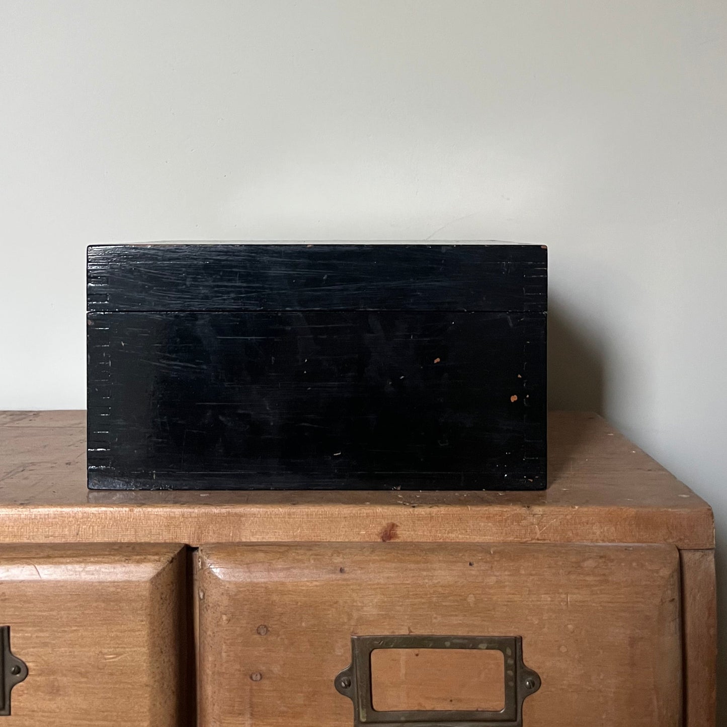 Black painted wooden box