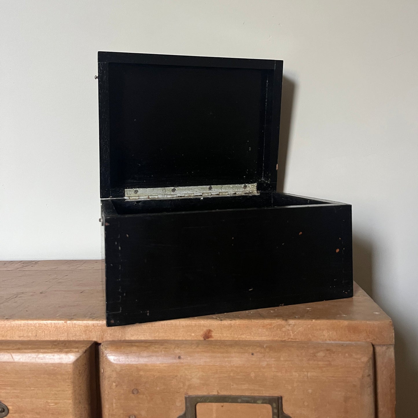 Black painted wooden box