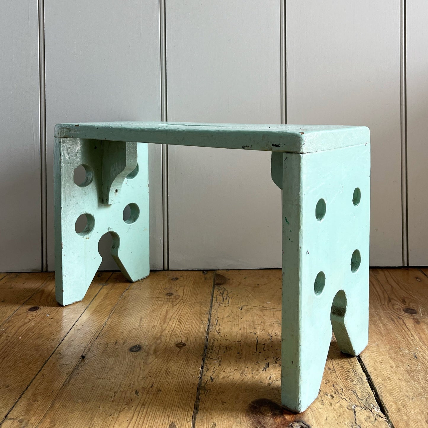 Mint green wooden stool